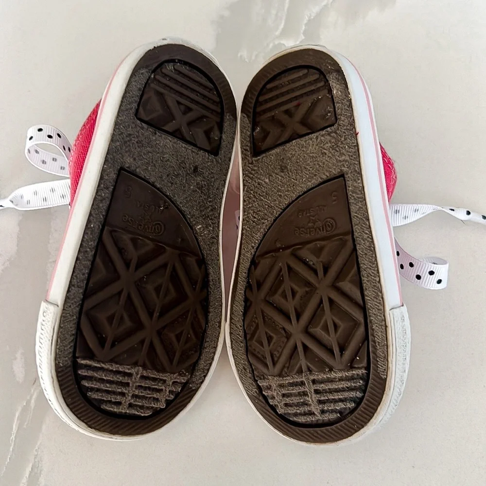 Converse Pink Minnie Mouse Bling Rhinestone Polka Dot Sneakers Little Girl Sz 5